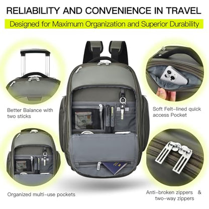Heliar Rolling Backpack with Wheels | Wheeled Roller Backpack for Business & Travel, Adjustable 13-18 Inch Laptop Backpack with Laptop Compartment & Carry-On Design - color: Green