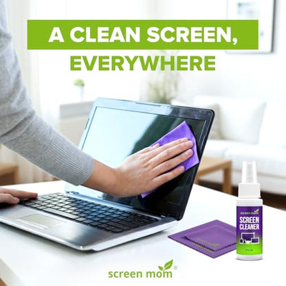 Screen Cleaner Spray 2oz Bottle for TV, Car, Laptop & Computer | Streak-Free Formula, Glass & OLED Safe, Alcohol and Ammonia Free Formula, Includes 2 Microfiber Cloths, Travel-Friendly Size - size: 2oz