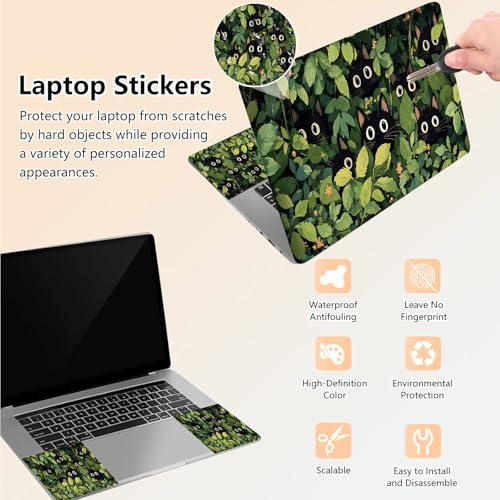 Laptop Skin Sticker Decal 15.6 Inch,12 13 13.3 14 15 15.6 in Laptop Netbook Skins for Notebook,Art Decal Removable Waterproof Scratch Resistant,Universal Vinyl Cover,Cartoon Cat Plant - color: Cartoon Cat Plant