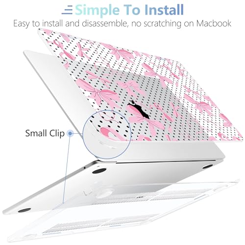 MEEgoodo Case for M5/M4/M3/M2 MacBook Air 13 inch Case 2026 2025 2024 2022, Fit Model A3449/A3240/A3113/A2681, Laptop Hard Shell Compatible with MacBook Air 13.6-inch, Black Polka Dots&Pink Bows - color: Black Polka Dots&Pink Bows