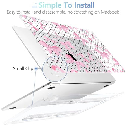 MEEgoodo Case for M5/M4/M3/M2 MacBook Air 13 inch Case 2026 2025 2024 2022, Fit Model A3449/A3240/A3113/A2681, Laptop Hard Shell Compatible with MacBook Air 13.6-inch, Black Polka Dots&Pink Bows - color: Black Polka Dots&Pink Bows