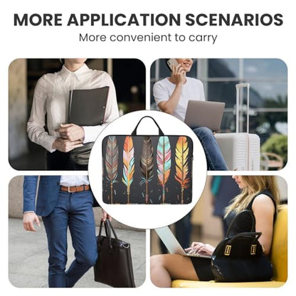 14 inch Laptop Sleeve with Handle Shockproof Laptop Bag Waterproof Computer Cover Bag Feather Arrows Briefcase
