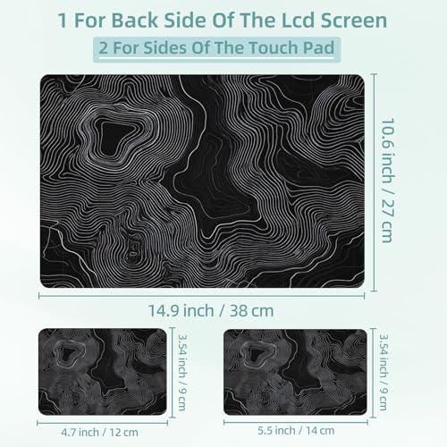 Universal Laptop Skin Decal, 3-Piece Vinyl Protector for 12 13 14 15.6" Notebook, Waterproof Anti-Scratch, Easy Trim & Bubble-Free Finish, Topographic Map Bold Lines - color: Topographic Map Bold Lines