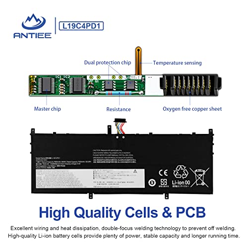 ANTIEE L19C4PD1 Laptop Battery for Lenovo Ideapad Yoga 6-13ARE05 6-13ALC6 Yoga C640-13IML LTE Series L19D4PD1 5B10U65274 5B10W67329 5B10U65275 5B10W67385 SB10W67395 SB10W67360 60Wh 7820mAh