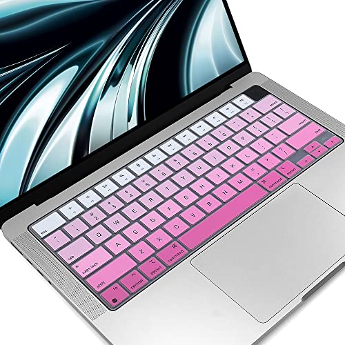 ProElife Keyboard Cover Skin for MacBook Air 13/15 Inch M5 M4, Ombre Pink | US Enter, Ultra Thin (0.26 mm), Silicone Protective Skin, Easy to Apply, Washable & Reusable, Dust-proof, Precision Molded - color: Ombre Pink