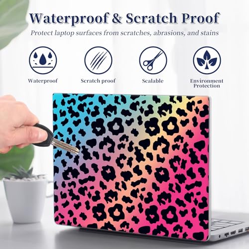 Universal Laptop Protective Skin,Trim-to-Fit Vinyl Sticker for 13–16 Inch Laptop,MacBook,Tablet & Notebook,Scratch-Proof Waterproof Cover,Blue Pink Leopard - color: Blue Pink Leopard