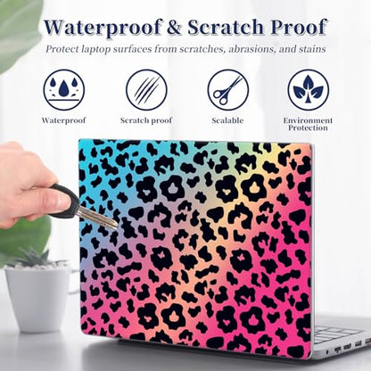 Universal Laptop Protective Skin,Trim-to-Fit Vinyl Sticker for 13–16 Inch Laptop,MacBook,Tablet & Notebook,Scratch-Proof Waterproof Cover,Blue Pink Leopard - color: Blue Pink Leopard
