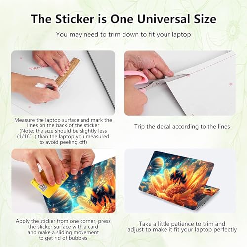 Laptop Skin Sticker Decal, Universal Reusable Vinyl Laptop Cover for 12" 13" 13.3" 14" 15" 15.4" 15.6" Notebook PC, Reusable Waterproof Scratch-Resistant with 2 Wrist Pads,Bee Outer Space - color: Bee Outer Space