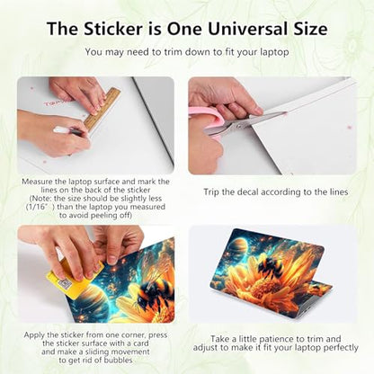 Laptop Skin Sticker Decal, Universal Reusable Vinyl Laptop Cover for 12" 13" 13.3" 14" 15" 15.4" 15.6" Notebook PC, Reusable Waterproof Scratch-Resistant with 2 Wrist Pads,Bee Outer Space - color: Bee Outer Space