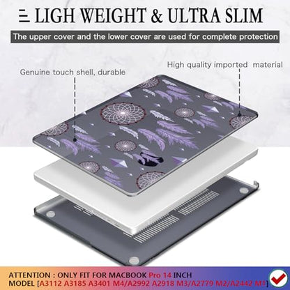 CISSOOK Compatible with MacBook Pro 14 inch 2025-2021 Release M5 M4 M3 M2 M1 Chip A3434 A3112 A3185 A3401 A2918 A2992 A2779 A2442, Hard Shell Case with Keyboard Cover&Screen Protector, Dream Catcher - color: 14inch-Dream Catcher