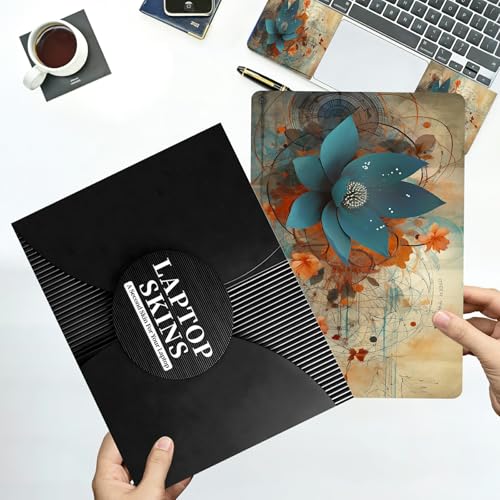 Universal Laptop Skin Sticker with 2 Wrist Pad Decals, 3-Piece Removable Vinyl Laptop Cover, Art Lotus Flower Waterproof Anti-Scratch, Easy-Trim Fit for 13.3" 14" 15.6" Laptops - color: Art Lotus Flower
