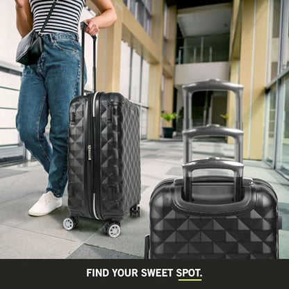 Kenneth Cole REACTION Diamond Tower Collection Lightweight Hardside Expandable 8-Wheel Spinner Travel Luggage, Black, 3-Piece Set (20", 24", & 28") - color: Black, size: 3-Piece Set (20", 24", & 28")