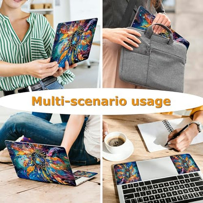 Universal Laptop Skin Sticker with 2 Wrist Pad Decals, 3-Piece Removable Vinyl Laptop Cover, Color Dreamcatcher Waterproof Anti-Scratch, Easy-Trim Fit for 13.3" 14" 15.6" Laptops - color: Color Dreamcatcher