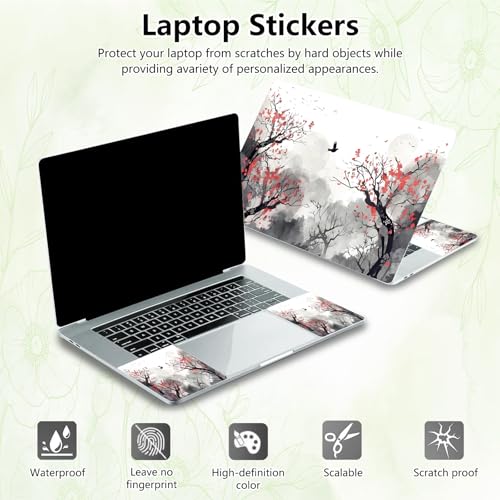 Laptop Skin Sticker Decal, Universal Reusable Vinyl Laptop Cover for 12" 13" 13.3" 14" 15" 15.4" 15.6" Notebook PC, Reusable Waterproof Scratch-Resistant with 2 Wrist Pads,Watercolour Trees - color: Watercolour Trees