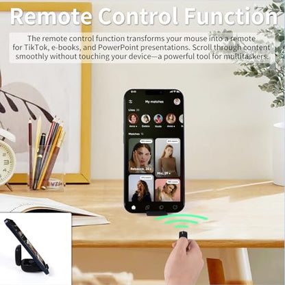 Mini Bluetooth Wireless Mouse Dual Mode Finger & Ring Touchpad Design, Rechargeable with Charging Case for PC, Laptops, Tablets & Smartphones – Ideal for Remote Control, Page Turning,Travel (Black) - color: Black