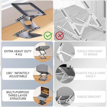 Laptop Riser,Ergonomic Laptop Stand,3-Tier Foldable Laptop Stand,Steel,Can Bear 4KG,Reading and Easy Carrying,for 10-17.3'' Inches Laptop