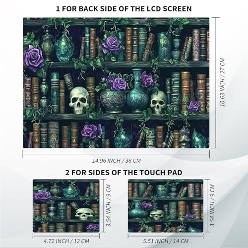 Universal Laptop Skin, DIY Cut-to-Fit Vinyl Cover Compatible with HP, Dell, Lenovo, Mac (13.3" to 15.6"), Anti-Scratch, No Residue & Bubble-Free Protective Decal Sticker, Dark Academia Skull Book - color: Dark Academia Skull Book