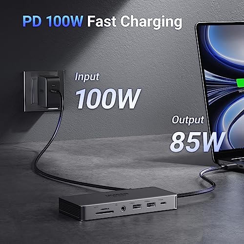 UGREEN USB C Docking Station Dual Monitor 4K@60Hz, 11-in-1 Dock with 2xHDMI | Single 8K@30Hz, 10Gbps Data Port, 100W PD, 1G Ethernet, SD/TF 3,0, Revodok Pro 211 Compatible for Thinkpad, Dell, HP, Lenovo