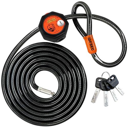 Heavy Duty Adjustable Cable Lock with 4 Keys | 10' x 1/2" Weatherproof Dual Cinch Security Cable for Patio Furniture, Motorcycle, Bike, Grill, Kayaks & Generator - size: 10' x 1/2" Diameter