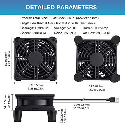 GDSTIME Quiet 80mm USB Computer Fan 5V USB Powered with 3 Speed Control | for Xbox, DVR, Router, Modem, Receiver, TV Box, Mini PC Cooling, L/M/H 3-Degree Speed Controller Included - size: 80mm USB Fan