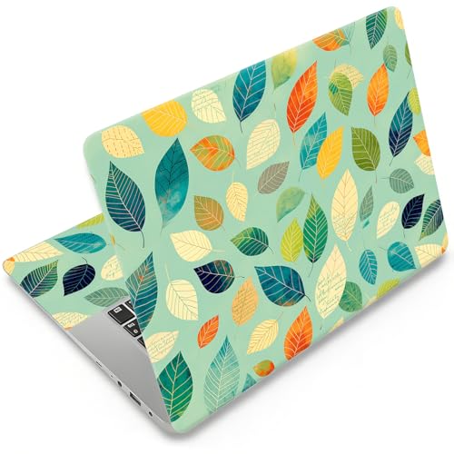DEGDFSGR 12.1-15.6 Inch Universal Reusable Laptop Skin Sticker Decal, Waterproof Removable Protector for Notebook Cover, Scratch-Resistant Vinyl Cuttable Full Wrap Sticker, Colorful Boho Autumn Leaves - color: Colorful Boho Autumn Leaves