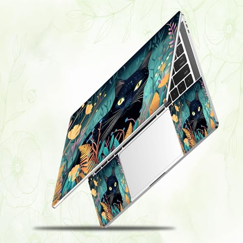 Laptop Skin Sticker Decal, Universal Reusable Vinyl Laptop Cover for 12" 13" 13.3" 14" 15" 15.4" 15.6" Notebook PC, Waterproof Scratch-Resistant with 2 Wrist Pads, Easy to Apply & Remove,Black Cat Art - color: Black Cat Art