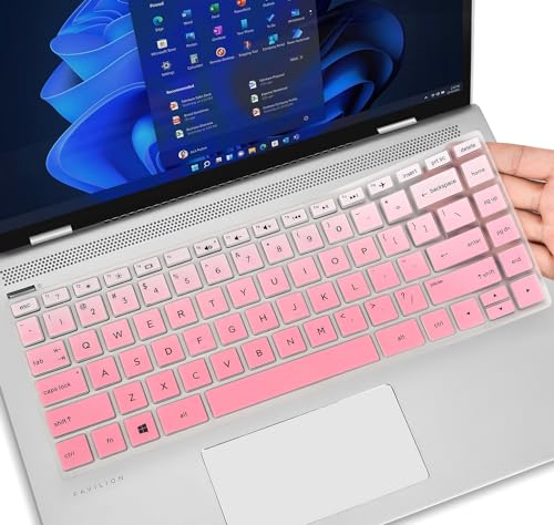 Keyboard Cover for HP 14 Laptop & HP Pavilion x360 14 14-dq 14-fq 14-dk 14m-dh 14-dh 14-ce 14-cf 14-dq0040nr 14-dq0762dx 14-dq0761dx 14-dq0052dx 14-dq5009nr dq0050nr 14-dq0011dx 14t-dq300 -GPink - color: Gradual Pink