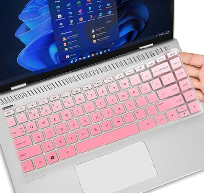 Keyboard Cover for HP 14 Laptop & HP Pavilion x360 14 14-dq 14-fq 14-dk 14m-dh 14-dh 14-ce 14-cf 14-dq0040nr 14-dq0762dx 14-dq0761dx 14-dq0052dx 14-dq5009nr dq0050nr 14-dq0011dx 14t-dq300 -GPink - color: Gradual Pink