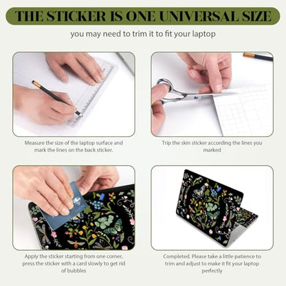 13" 13.3" 14" 15" 15.4" 15.6 Inches Laptop Skin Sticker Netbook Decal Vinyl Reusable Notebook Art Protector Cover, Personalized Skin, Dragonfly Butterfly Flower - color: Dragonfly Butterfly Flower