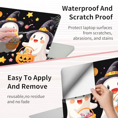 15.6 Inch Laptop Skin Sticker, Reusable Vinyl Cover Protector with 2 Wrist Pad Skins, Removable Waterproof Scratch-Resistant for 12-15.6 Inch Laptop Notebook,Cute Witches Wearing Wi - color: Cute Witches Wearing Wi