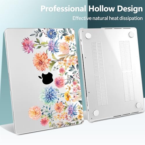 TWOLSKOO Compatible with MacBook Pro 14 inch Case M5 2026 2025-2021 Release M4 M3 M2 M1 Pro/Max Chip, Plastic Hard Shell & Keyboard Cover & Screen Protector & Trackpad Film, Beautiful Flowers - color: Beautiful Flowers