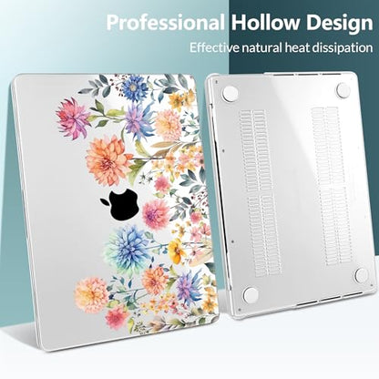 TWOLSKOO Compatible with MacBook Pro 14 inch Case M5 2026 2025-2021 Release M4 M3 M2 M1 Pro/Max Chip, Plastic Hard Shell & Keyboard Cover & Screen Protector & Trackpad Film, Beautiful Flowers - color: Beautiful Flowers