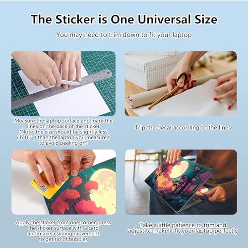 Universal Laptop Skin Sticker with 2 Wrist Pad Skins, Waterproof Scratch Resistant Vinyl Laptop Cover Decal, Cut to Fit for 11–15.6 Inch MacBook HP Dell Lenovo, Full Moon Forest - color: Full Moon Forest