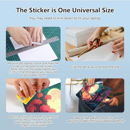 Universal Laptop Skin Sticker with 2 Wrist Pad Skins, Waterproof Scratch Resistant Vinyl Laptop Cover Decal, Cut to Fit for 11–15.6 Inch MacBook HP Dell Lenovo, Full Moon Forest - color: Full Moon Forest
