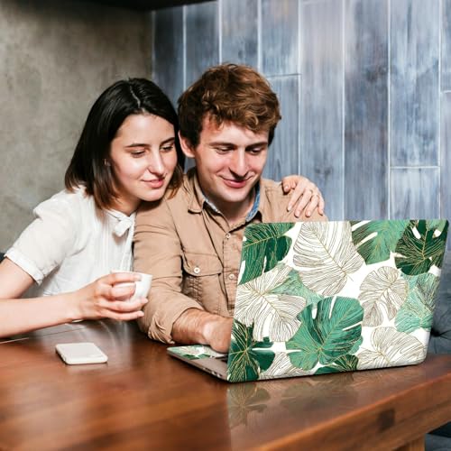 Universal Laptop Skin Sticker Decal, Compatible with MacBook HP Dell Lenovo 12"-15.6", Reusable Vinyl Notebook Cover 3PCS Set, High-Recognition Film-Gold & Green Monstera Leaves - color: Gold & Green Monstera Leaves