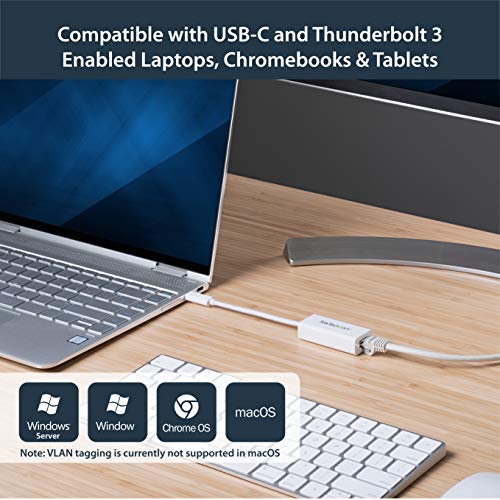 StarTech USB-C to Gigabit Ethernet Adapter, RJ45 LAN Network Converter | Thunderbolt 3 / 4 Compatible, Windows & Mac, White, US1GC30W - color: White, size: 1Gbps, style: USB-C
