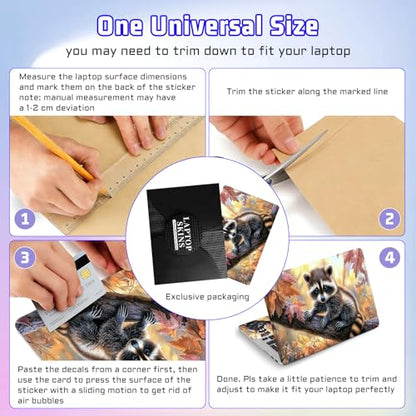 Universal Laptop Skin Sticker Decal, Compatible with MacBook HP Dell Lenovo 12"-15.6", Reusable Vinyl Notebook Cover 3PCS Set, High-Recognition Film-Cute Raccoon - color: Cute Raccoon
