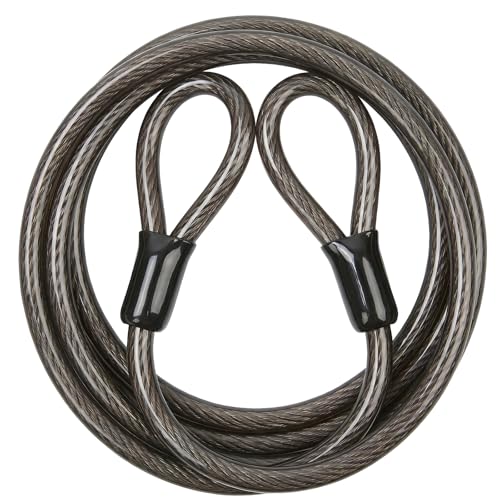12mm Heavy Duty Security Cable with Looped Ends, Braided Steel Bike Lock Cable for Bicycle, Motorcycle & Outdoor Equipment Protection, Flexible Vinyl Coated Anti-Theft Cable - color: Black, size: 4FT