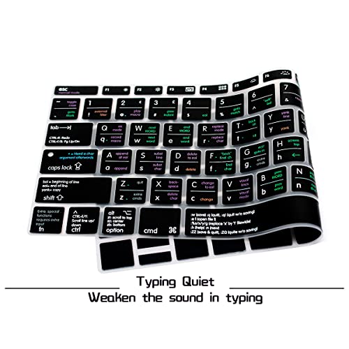 HRH Vim VI Hotkey Silicone Keyboard Cover Skin for MacBook Pro 13" A1708 A1988 No Touch Bar 2018 2017 2016 Release and for MacBook 12" A1534 (2015)&A1931(2018) USA Layout Protective Skin - color: Hotkey-VIM