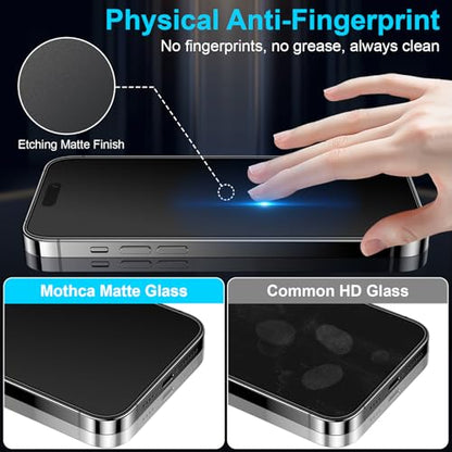 Mothca 2 Pack Matte Glass Screen Protector for iPhone 14 Pro Max 6.7-inch [Auto Fit Box Dust-Free] Edge to Edge Full Coverage Anti-Glare & Anti-Fingerprint Tempered Glass, Bubble Free, Smooth as Silk - size: iPhone 14 Pro Max-6.7 Inch