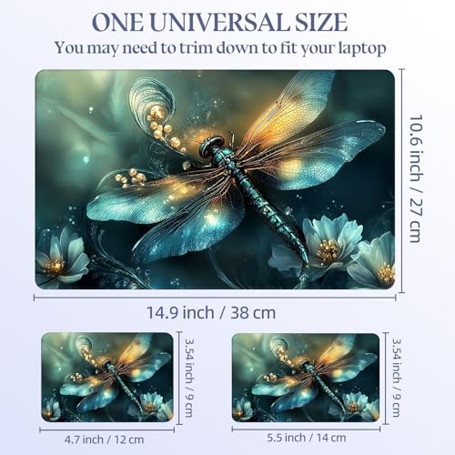 Universal Laptop Skin Sticker Decal,15.6 Inch Laptop Vinyl Cover for 13" 14" 15.6" Laptop,Scratch-Resistant Waterproof Protector Wrap,Reusable with Wrist Pads,Enchanted Dragonfly - color: Enchanted Dragonfly