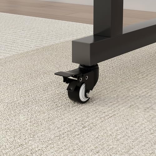 TigerDad Tilt Overbed Table with Wheels, Height Adjustable Rolling Desk for King Queen Bed, Tilting Laptop Cart Mobile Computer Workstation, Dekuwood - color: Tilt Overbed Table- Dekuwood