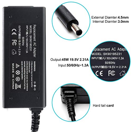 45W 19.5V 2.31A Laptop Charger Compatible with Dell Inspiron | 11/13/14/15/17 Series, p69g p55f p25t p66f p58f p51f p47f p24t p57g p35e p75f p28e p32e Series
