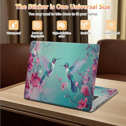 10 inch Laptop Sleeve with Laptop Skin Sticker Set – Slim Protective Case with Smooth Zipper, Lightweight Tablet & Notebook Sleeve for Travel & Daily Carry, Hummingbirds Pink Flowers - color: Hummingbirds Pink Flowers, size: 10 inch