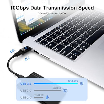USB 3.2 Digital Display USB A Male to USB-C Female OTG Adapter 10Gbps (2 Pack), Real-time Power Monitoring, Up to 60W Fast Charging Compatible with Laptop, Power Bank and More USB-A Devices - style: AY-Am-Cf-dd-bk