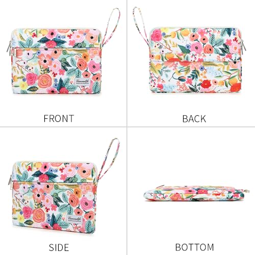 Canvaslife Laptop Sleeve Case Cover with Pocket for MacBook Pro 14 inch and 14 inch-14.4 inch HP, Lenovo, Dell, ASUS, Acer Notebook Computer (New Garden Roses) - color: New Garden Roses, size: 14 inch / 14.0 inch