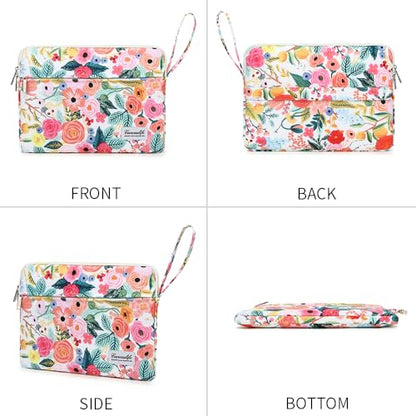 Canvaslife Laptop Sleeve Case Cover with Pocket for MacBook Pro 14 inch and 14 inch-14.4 inch HP, Lenovo, Dell, ASUS, Acer Notebook Computer (New Garden Roses) - color: New Garden Roses, size: 14 inch / 14.0 inch