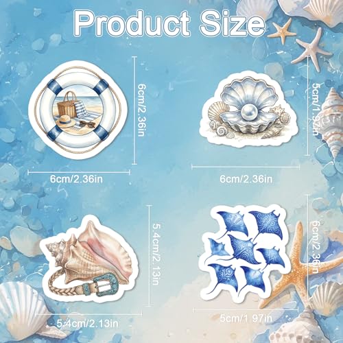 100 Pcs Beach Coastal Granddaughter Stickers Blue Ocean Decals | Coastal Granddaughter Stickers, Waterproof Vinyl, Ocaen Beachy, Summer Aesthetic Sticker for Water Bottle Laptop Luggage - style: Beach Coastal