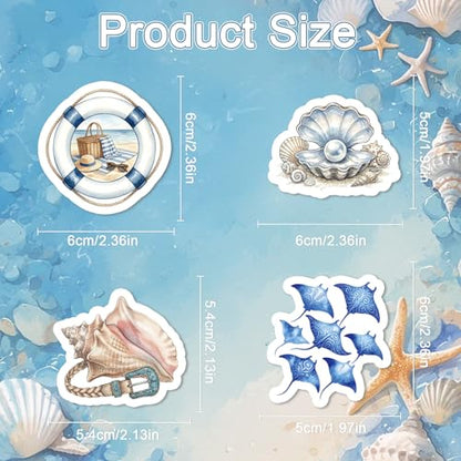 100 Pcs Beach Coastal Granddaughter Stickers Blue Ocean Decals | Coastal Granddaughter Stickers, Waterproof Vinyl, Ocaen Beachy, Summer Aesthetic Sticker for Water Bottle Laptop Luggage - style: Beach Coastal
