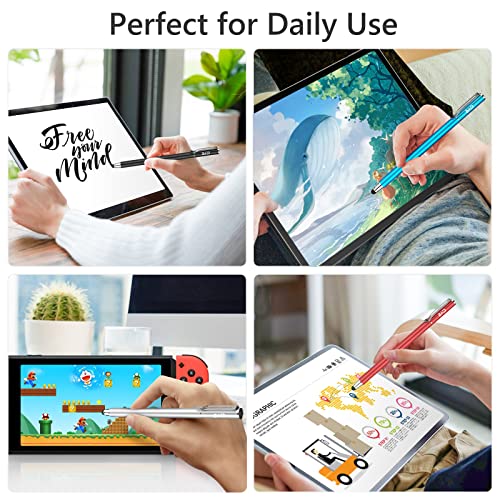 (2 Pcs)[0.18-inch Fine Tip ] Stylus Touch Screen Pens 5.5" L Perfect for Drawing Writing Gaming Compatiable with Apple iPad iPhone Samsung Tablets and All Other Touch Screens - color: Blue/Black